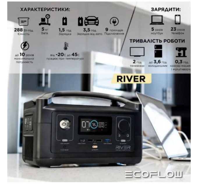Зарядна станція EcoFlow RIVER (288 Вт·г)