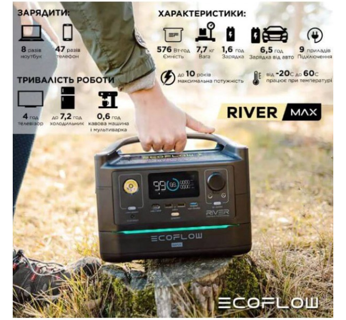 Зарядна станція EcoFlow RIVER Max (576 Вт·г)