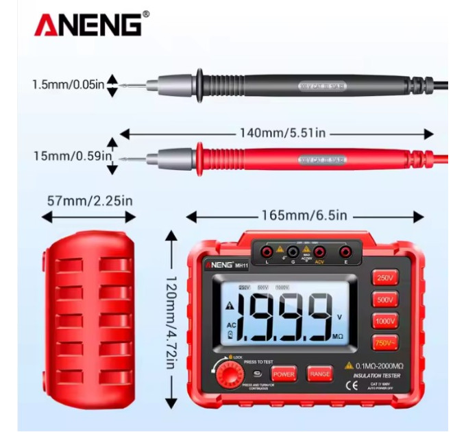 Цифровий вимірювач опору заземлення ANENG MH11 Цифровий вимірювач опору заземлення ANENG MH11