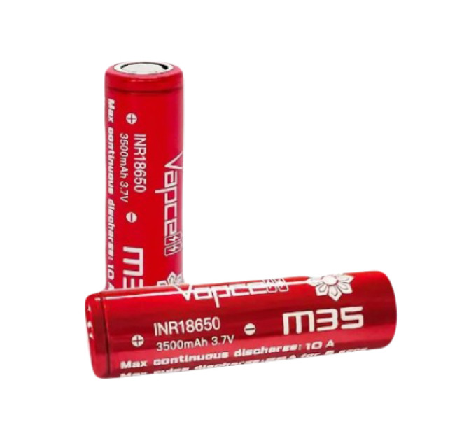 Акумулятор із захистом 18650 VapCell M35 з високою ємністю 3500 mAh, 3,7В, та струмовіддачею 10А (25А)