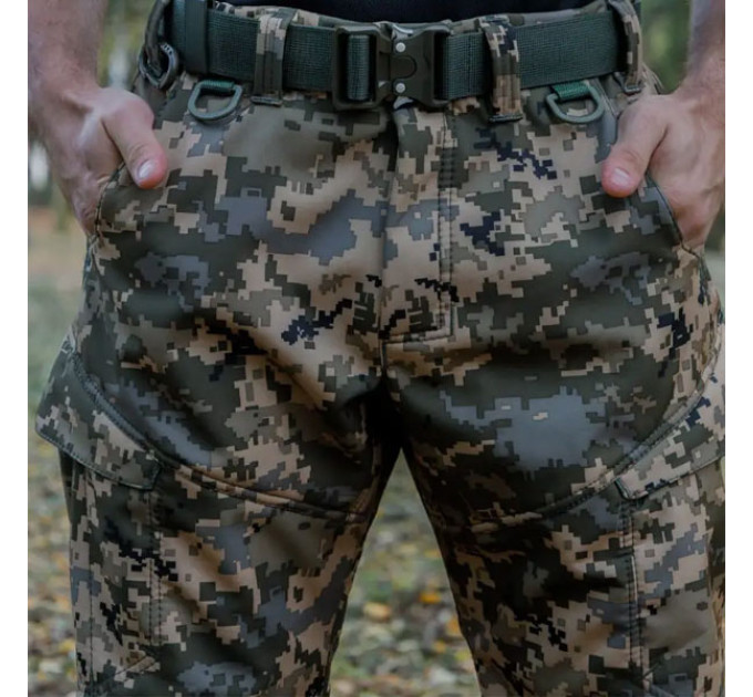 Тактические штаны SMILO cargo Softshell PIXEL