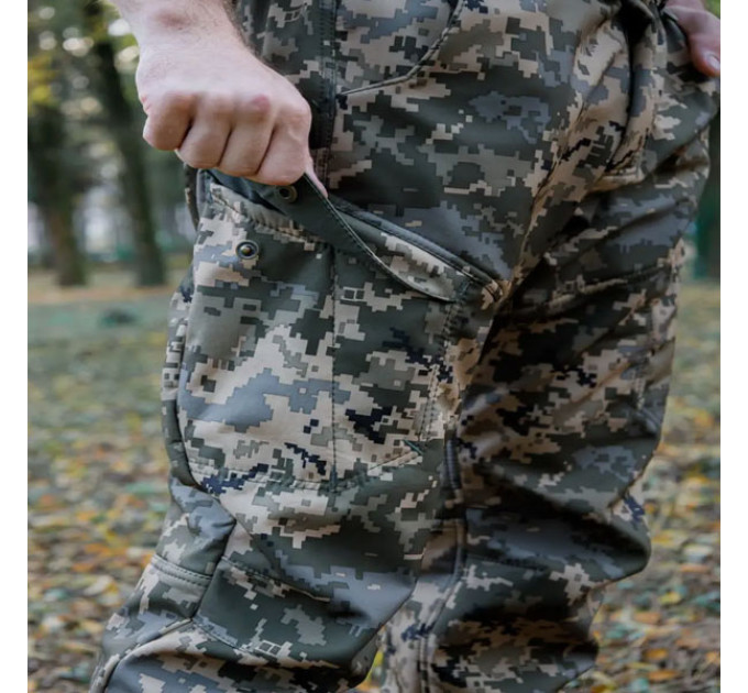 Тактические штаны SMILO cargo Softshell PIXEL