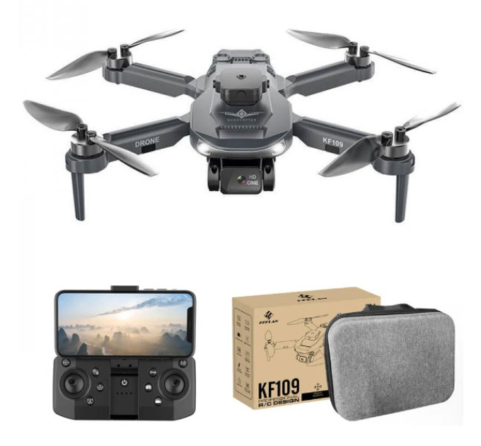 Квадрокоптер KF102 з GPS, камера 4К з 2-х осьовою стабілізацією, БК мотори, час польоту до 25 хв, радіус дії до 1200 м + кейс Orange