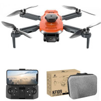 Квадрокоптер KF109 з GPS, датчик перешкод, камера 4K і HD, БК мотори, час польоту до 15 хв, радіус дії до 100 м + кейс orange