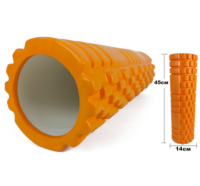Ролик массажный EasyFit Grid Roller 45 см v.2.1 Оранжевый S53-1186