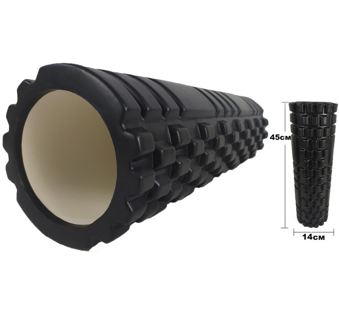Ролик массажный EasyFit Grid Roller 45 см v.2.1 Черный S53-1183