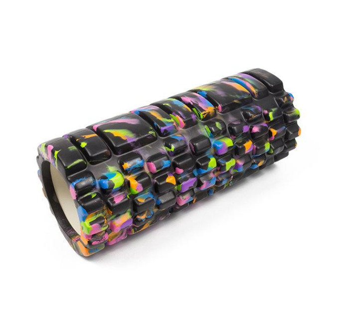 Ролик массажный EasyFit Grid Roller 33 см v.1.1 Multi Черный S53-1167
