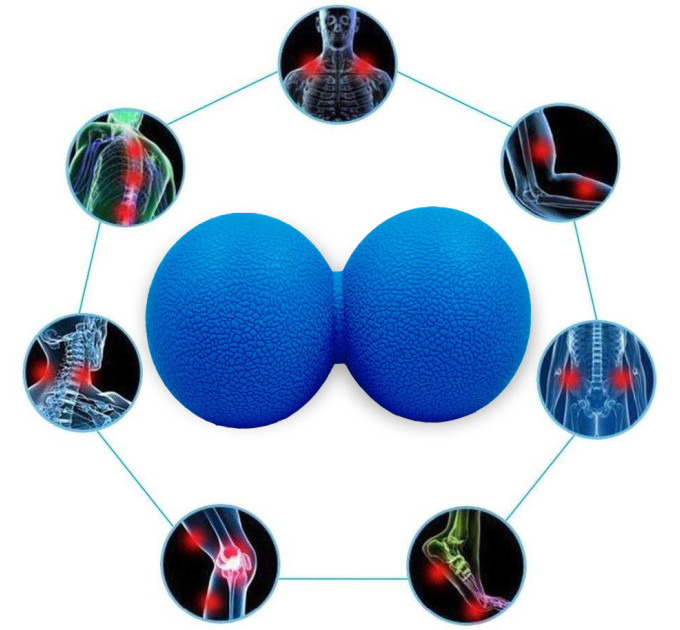 Мячик массажный EasyFit TPR двойной 12х6 см синий S53-1245