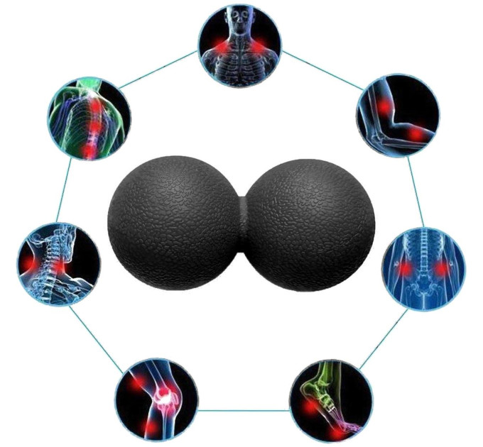 Мячик массажный EasyFit TPR двойной 12х6 см черный S53-1246