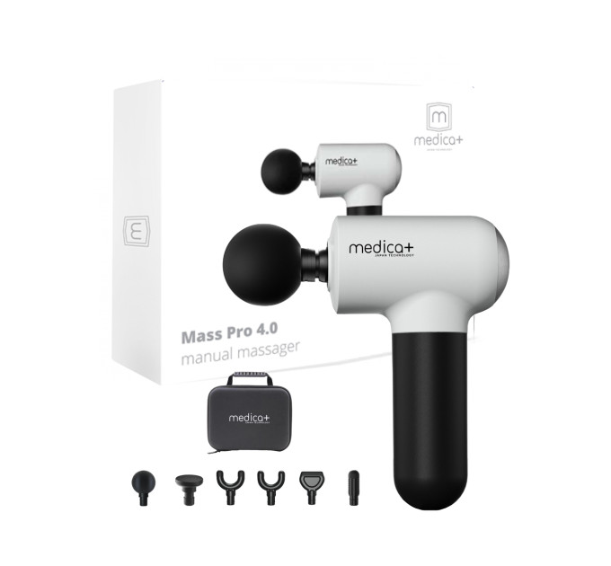 Перкусійний масажер для тіла і м'язів Medica+ MassHand Pro 4.0 White S44-1974647252
