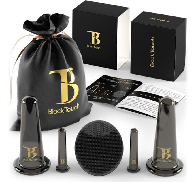 Вакуумні банки для обличчя з силіконовим масажером black touch Вакуумні банки для обличчя з силіконовим масажером black touch