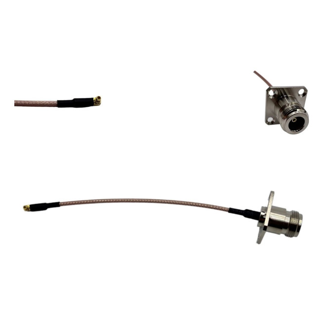 Пігтейл N-Type-Female-Flange - MMCX-Male ВЧ кабель перехідник RG316 довжина 15 см кутовий