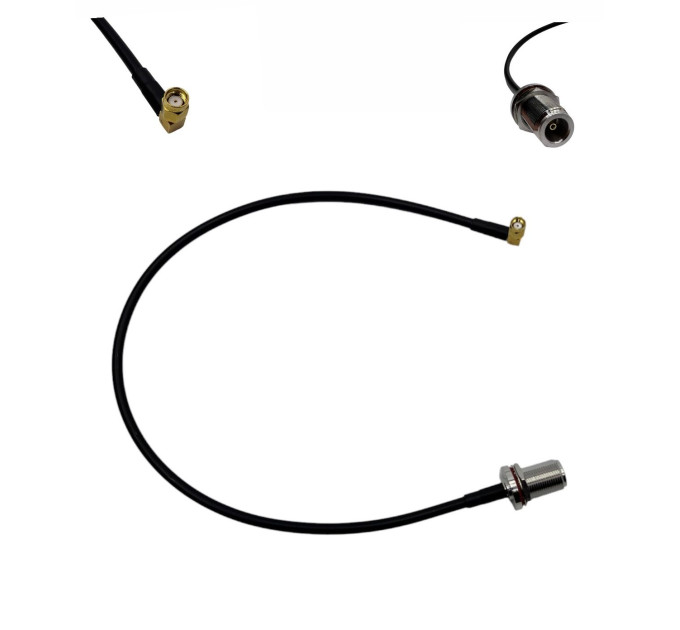 Пігтейл RP-SMA-Male 90° - N-Type-Female ВЧ кабель перехідник RG223 50 см