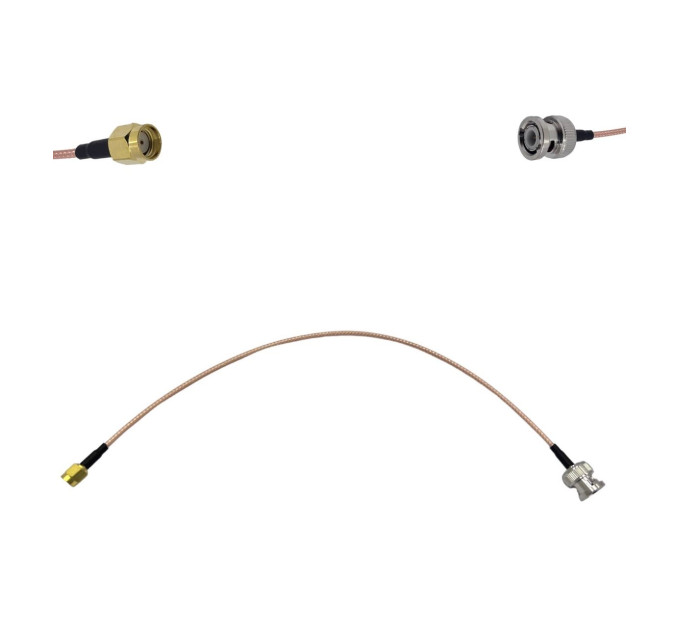 Пігтейл RP-SMA-Male - BNC-Male ВЧ кабель перехідник RG316 довжина 30 см Пігтейл RP-SMA-Male - BNC-Male ВЧ кабель перехідник RG316 довжина 30 см