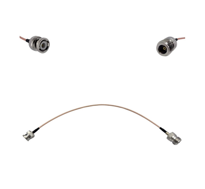 Пігтейл BNC-Male - N-Type-Female ВЧ кабель перехідник RG316 довжина 30 см Пігтейл BNC-Male - N-Type-Female ВЧ кабель перехідник RG316 довжина 30 см