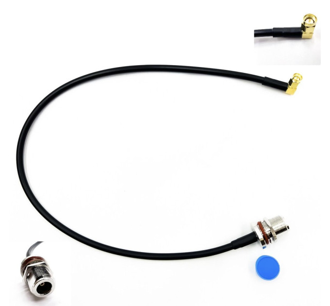 Пігтейл SMA-Male 90° - N-Type-F ВЧ кабель перехідник RG223 50 см Пігтейл SMA-Male 90° - N-Type-F ВЧ кабель перехідник RG223 50 см