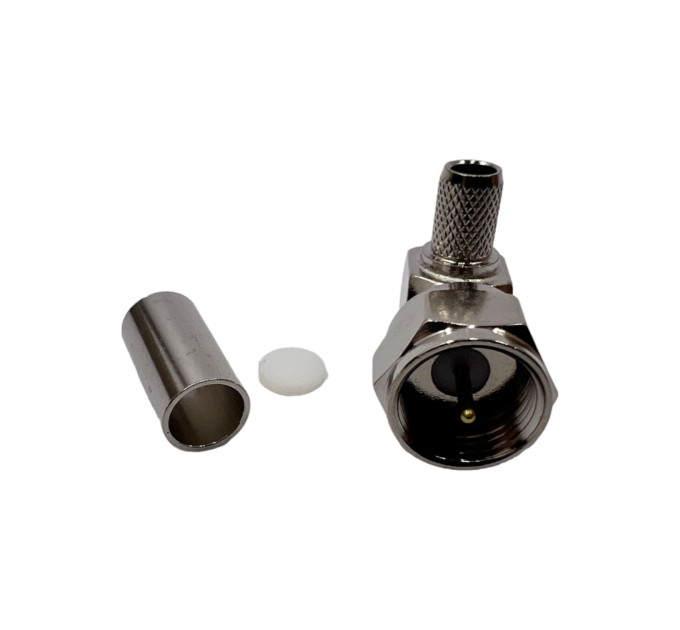 Разъем F-Male на кабель RG-58 под обжим, угловой