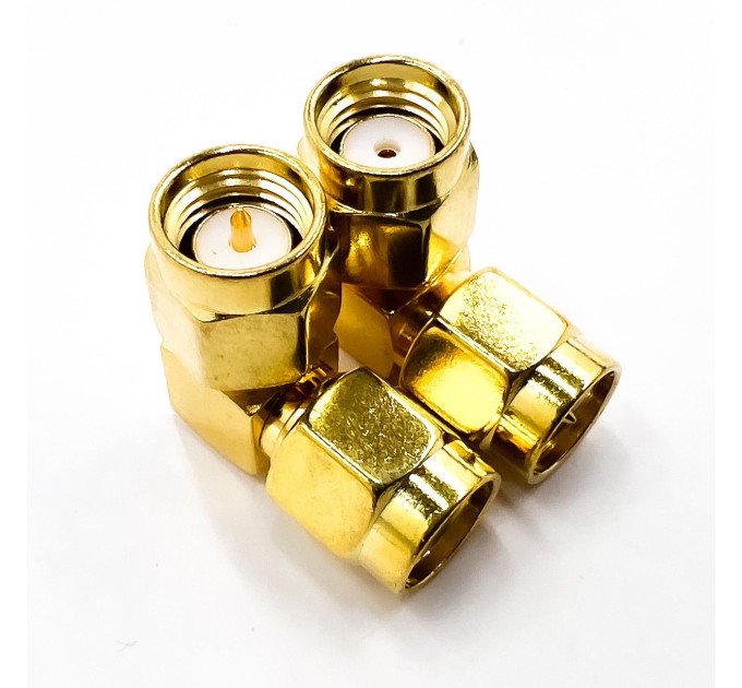 Переходник SMA-Male - RP-SMA-Male (коннектор папа - папа) угловой Переходник SMA-Male - RP-SMA-Male (коннектор папа - папа) угловой