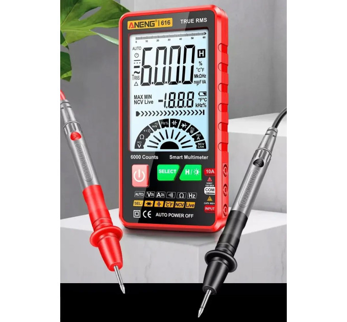 Цифровий мультиметр ANENG 616 Red з автоматичним діапазоном Цифровий мультиметр ANENG 616 Red з автоматичним діапазоном