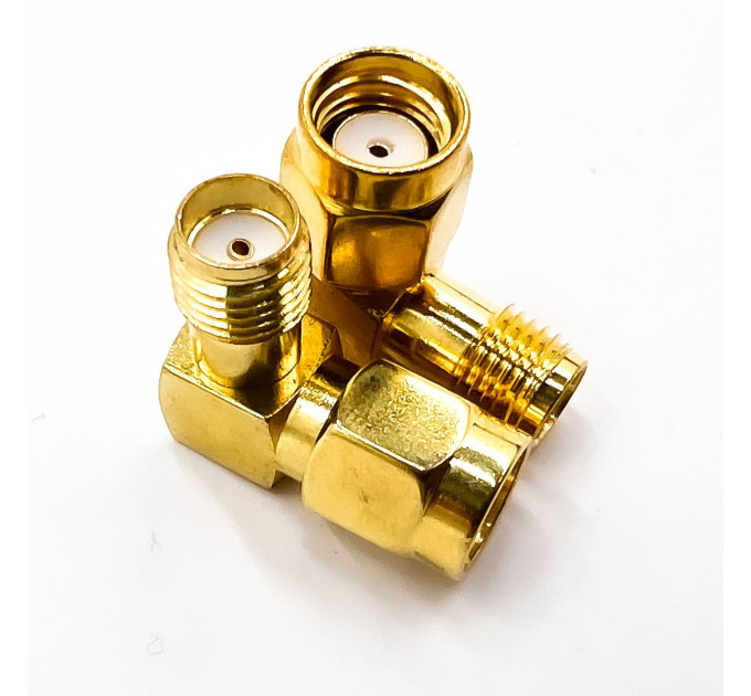 Переходник RP-SMA-Male - SMA-Female (коннектор папа - мама) угловой Переходник RP-SMA-Male - SMA-Female (коннектор папа - мама) угловой