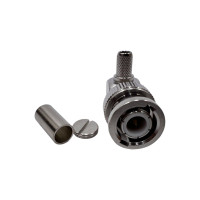 Разъем BNC-Male на кабель RG-58 под обжим, угловой Разъем BNC-Male на кабель RG-58 под обжим, угловой