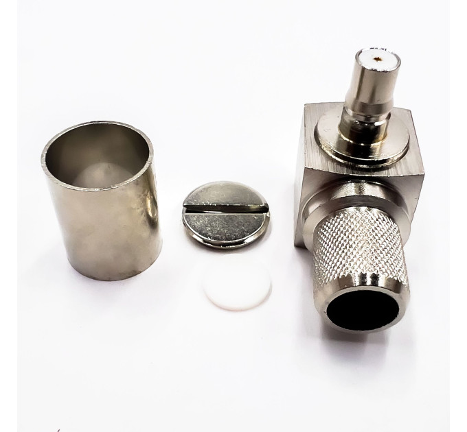 Разъем QMA-Female на кабель RG-8/LMR400 под обжим, угловой