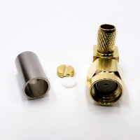 Роз'єм RP-SMA-Male на кабель RG-58 під обтиск, кутовий Роз'єм RP-SMA-Male на кабель RG-58 під обтиск, кутовий