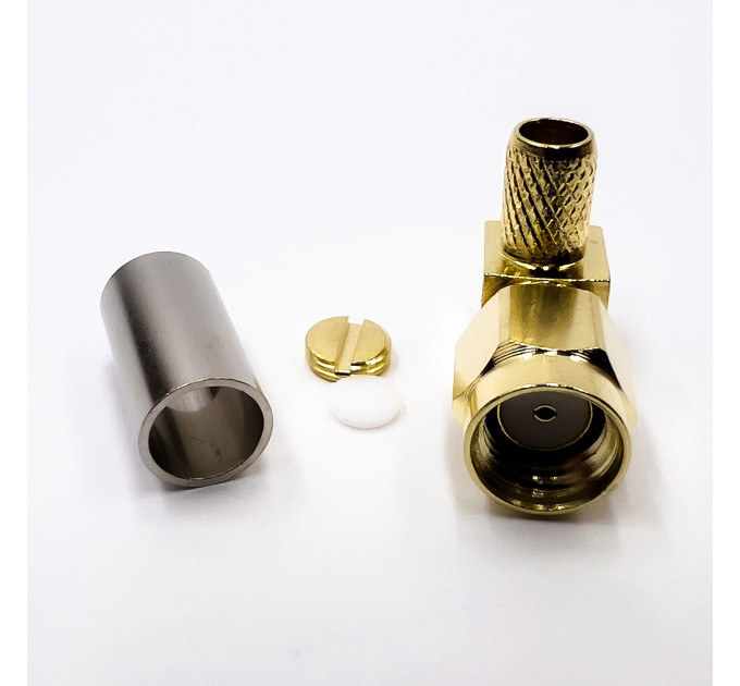 Разъем RP-SMA-Male на кабель RG-58 под обжим, угловой