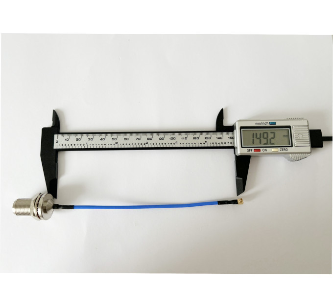 Пигтейл MMCX-90 - N-Type-F ВЧ кабель переходник RG405 15 см, угловой