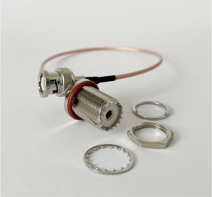 Пигтейл BNC-Male - UHF-Female ВЧ кабель переходник RG316 длинна 30 см