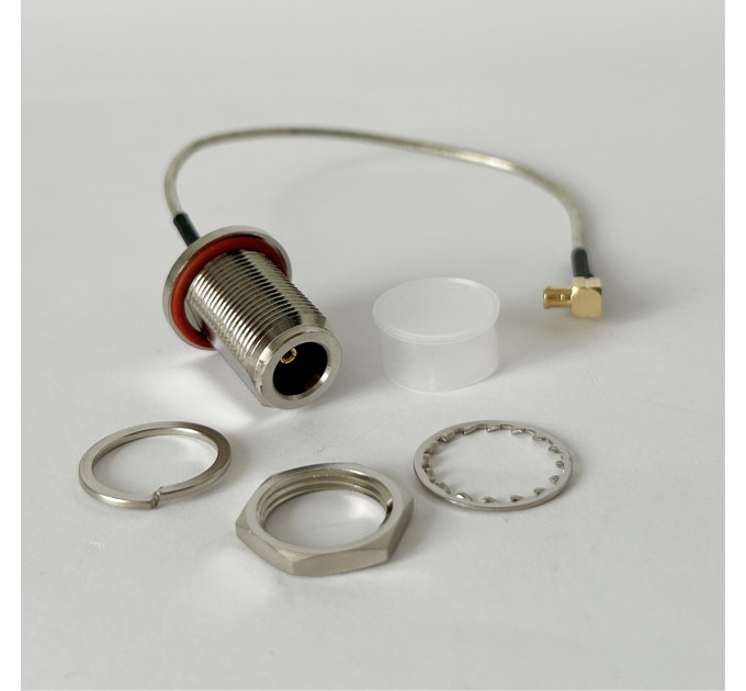 Пигтейл MCX-90 - N-Type-F ВЧ кабель переходник RG405 20 см, угловой