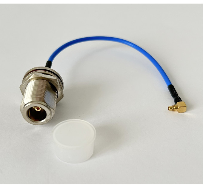 Пигтейл MMCX-90 - N-Type-F ВЧ кабель переходник RG405 15 см, угловой