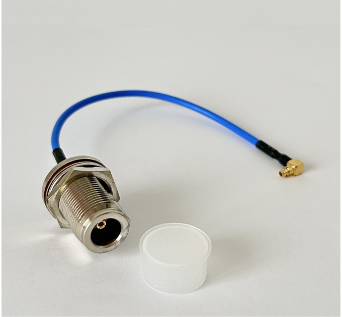 Пигтейл MMCX-90 - N-Type-F ВЧ кабель переходник RG405 15 см, угловой