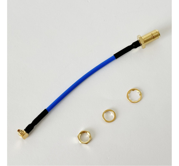 Пигтейл MMCX-Male - SMA-Female ВЧ кабель переходник ss405 10 см угловой